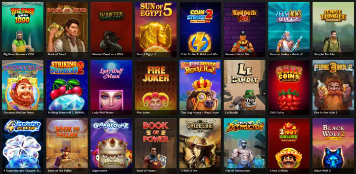 Slot-Spiele im Bangawin Casino mit beliebten Titeln wie Big Bass Bonanza Book of Dead und Gates of Olympus