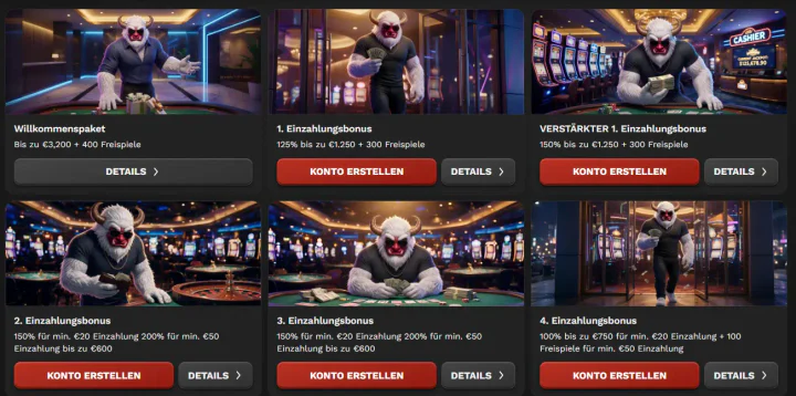 Willkommensboni im Bangawin Casino mit mehreren Einzahlungsboni und Freispiele-Angeboten